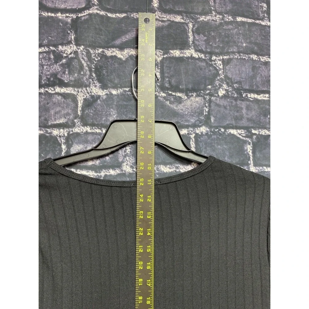 Umgee USA Sweater Top Womens Medium Black Ribbed‎ Side Tie Lightweight NWT